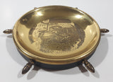 Vintage A Welsh Lady Ship Captain's Wheel Style 6" Engraved Brass Metal Dish