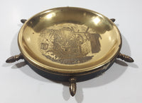 Vintage A Welsh Lady Ship Captain's Wheel Style 6" Engraved Brass Metal Dish