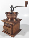 Vintage Style Wood and Copper Toned Metal Coffee Grinder Mill 7 1/2" Tall