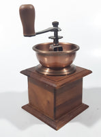 Vintage Style Wood and Copper Toned Metal Coffee Grinder Mill 7 1/2" Tall