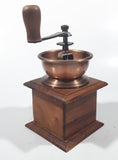 Vintage Style Wood and Copper Toned Metal Coffee Grinder Mill 7 1/2" Tall