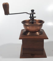 Vintage Style Wood and Copper Toned Metal Coffee Grinder Mill 7 1/2" Tall