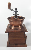 Vintage Style Wood and Copper Toned Metal Coffee Grinder Mill 7 1/2" Tall