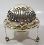 Vintage Silver Plated Dome Roll Top 4 3/4" Diameter Caviar Butter Serving Dish Made in England