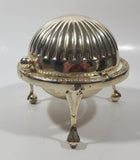 Vintage Silver Plated Dome Roll Top 4 3/4" Diameter Caviar Butter Serving Dish Made in England