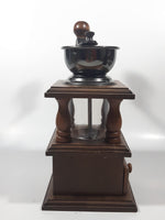 Vintage Wood and Metal Double Height Glass Jar Coffee Grinder Mill 9 1/2" Tall