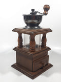 Vintage Wood and Metal Double Height Glass Jar Coffee Grinder Mill 9 1/2" Tall