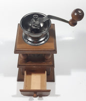 Vintage Wood and Metal Double Height Glass Jar Coffee Grinder Mill 9 1/2" Tall