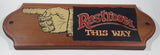 Vintage North Columbia Trading Company Wooden Giftware Restroom This Way Finger Pointing 7" x 20" Wood Wall Plaque Sign