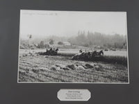 Antique 1905 Matsqui Prairie B.C. "Harvesting" Horse Pullen Baler MSA Museum Society 6 1/2" x 9 1/2" Black and White Photograph in 12 3/4" x 15 3/4" Metal Frame