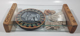 Very Rare Mexico Chichen Itza Mayan Calendar Temple and Masks 10 1/2" Wide Wood and Glass Display