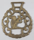 Antique Squirrel Themed Horse Brass 2 7/8" x 3 1/2"