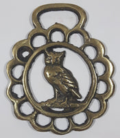 Antique Owl Themed Horse Brass 2 3/4" x 3 1/4"