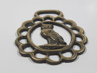 Antique Owl Themed Horse Brass 2 3/4" x 3 1/4"