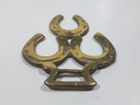 Antique Triple Horseshoe Themed Horse Brass 3" x 3 3/4"