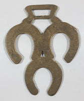 Antique Triple Horseshoe Themed Horse Brass 3" x 3 3/4"