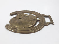 Antique Horse Head in Horseshoe Horse Brass 3 3/8" x 4 1/4"