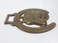 Antique Horse Head in Horseshoe Horse Brass 3 3/8" x 4 1/4"