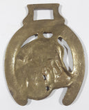 Antique Horse Head in Horseshoe Horse Brass 3 3/8" x 4 1/4"