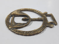 Antique New Forest King Rufus Stirrup Horse Brass 3" x 3 5/8"