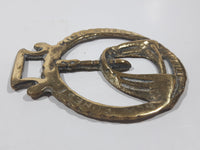 Antique New Forest King Rufus Stirrup Horse Brass 3" x 3 5/8"