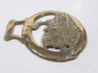 Antique Steam Engine Train Locomotive Horse Brass 3 1/4" x 3 3/8"