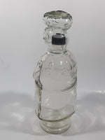 Vintage Chef Shaped Figure 11" Tall Clear Glass Decanter Bottle