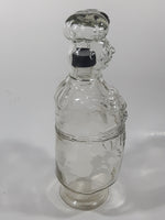 Vintage Chef Shaped Figure 11" Tall Clear Glass Decanter Bottle