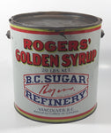 Vintage Rogers Syrup Golden Sugar Vancouver, B.C. Sugar Refinery 20lb Tin Metal Can Pail with Lid