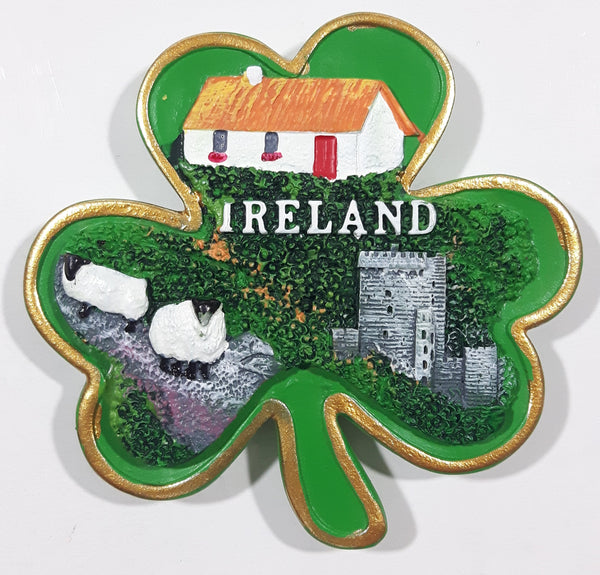 Ireland Shamrock Shaped 3" x 3 1/8" 3D Resin Fridge Magnet