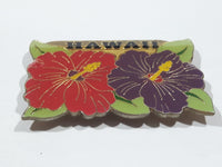 Hawaii Hibiscus Flower Themed 1 1/4" x 2" Enamel Metal Fridge Magnet