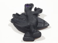 Coco Joe's Hawaii Godzilla Lizard with Surfboard and Purple Eye 2 1/8" x 2 3/8" 3D Carved Lava Rock Fridge Magnet