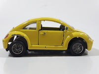 Volkswagen Beetle Bug Yellow Pull Back Die Cast Toy Car Vehicle with Opening Doors