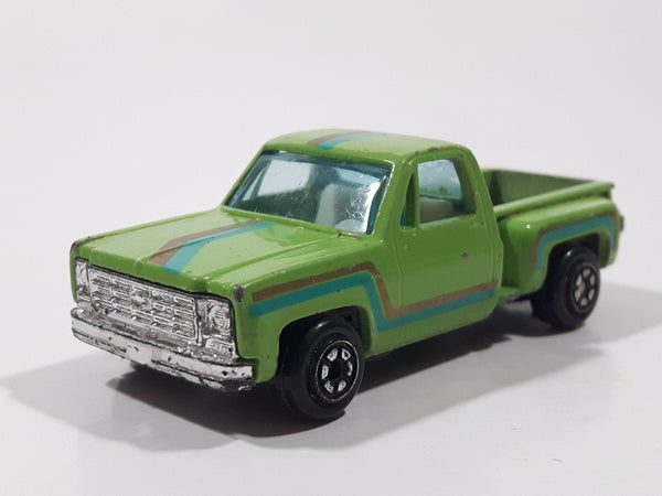 1980s Yatming No. 1601 Chevy Stepside Pickup Truck Green Die Cast Toy Car Vehicle