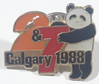 1988 Calgary Stampede Channel 2 & 7 Panda Mascot Themed Enamel Metal Lapel Pin