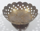 Vintage Ornate Engraved Brass 4 3/4" Wide Pedestal Candy Dish
