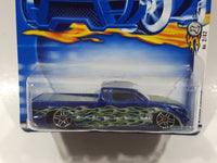 2003 Hot Wheels First Editions Steel Flame Metallic Blue Die Cast Toy Car Low Rider Truck Vehicle New In Package