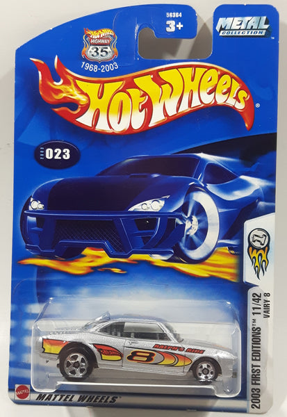 2003 Hot Wheels First Editions Vairy 8 Silver Die Cast Toy Muscle Car Vehicle New in Package