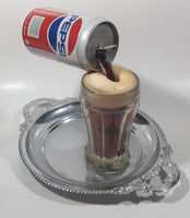 Super Rare 1980s Pepsi Cola Frozen Moments of Aspen Floating Pouring Can and Glass Cup Illusion on Metal Serving Tray