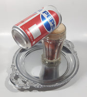 Super Rare 1980s Pepsi Cola Frozen Moments of Aspen Floating Pouring Can and Glass Cup Illusion on Metal Serving Tray