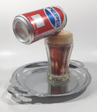 Super Rare 1980s Pepsi Cola Frozen Moments of Aspen Floating Pouring Can and Glass Cup Illusion on Metal Serving Tray