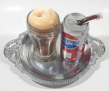 Super Rare 1980s Pepsi Cola Frozen Moments of Aspen Floating Pouring Can and Glass Cup Illusion on Metal Serving Tray