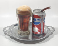 Super Rare 1980s Pepsi Cola Frozen Moments of Aspen Floating Pouring Can and Glass Cup Illusion on Metal Serving Tray