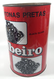 Vintage Ribeiro Azeitonas Pretas Black Olives Large Red 9 1/2" Tall Metal Can Made in Portugal