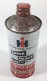 Rare Vintage International Harvester Super Heavy Duty Hydraulic Brake Fluid 997 027 R1 One Quart Metal Can Near Full