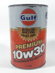 Vintage Gulf Saves Fuel Premium 10w30 Super Hydro Treated 1 Litre Motor Oil Metal Can FULL