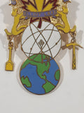 Rare Vintage Lions Club Elliot Lake Uranium Capital Of The World 1 1/2" x 2 1/2" Enamel Metal Lapel Pin with Pickaxe and Shovel Charms