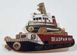 Vintage Lions Club Port Alice Seaspan Cutlass 1 3/8" x 1 1/2" and Seaspan 610 2 1/4" x 3 1/4" Enamel Metal Lapel Pins Connect with a Chain