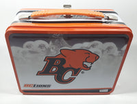 2008 BC Government Act Now CFL BC Lions Football Team "Every Move Is A Good Move" Orange and White Metal Lunch Box