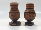 Mexican Carved Etched Wood 5" Tall Salt and Pepper Shakers